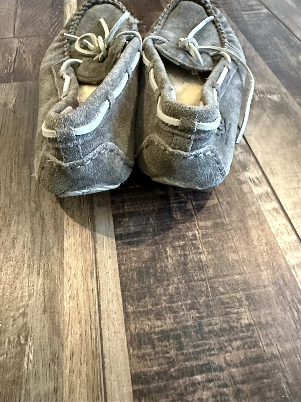 UGG Kids Gray Suede Moccasins with Bow‎ Accent